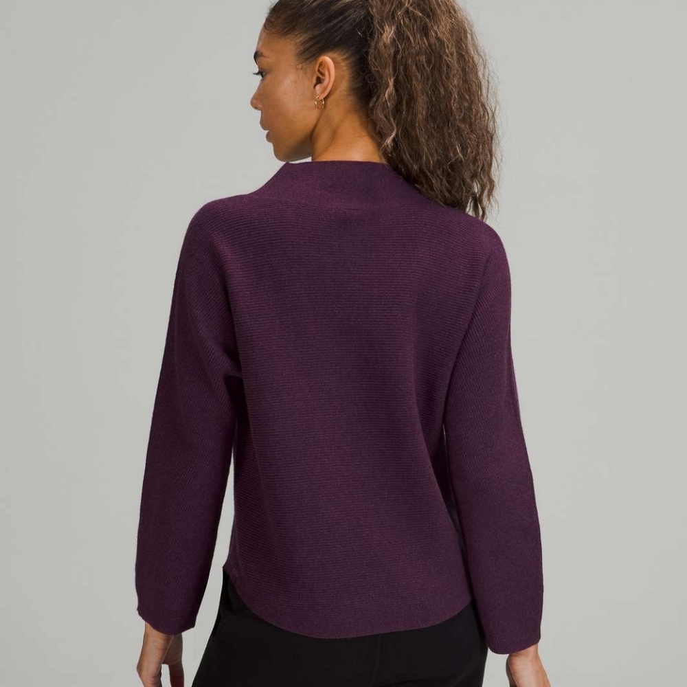 Lululemon Boxy Cotton-Blend Sweater Heathered Vintage Plum - Picture 3 of 9